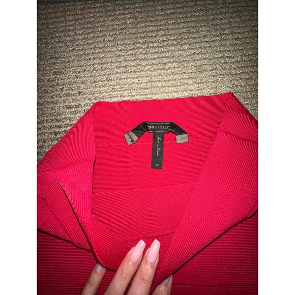 BCBGMAXAZRIA Women's Red Bandage Bodycon High Waisted Mini Skirt Size XS - Picture 2 of 4